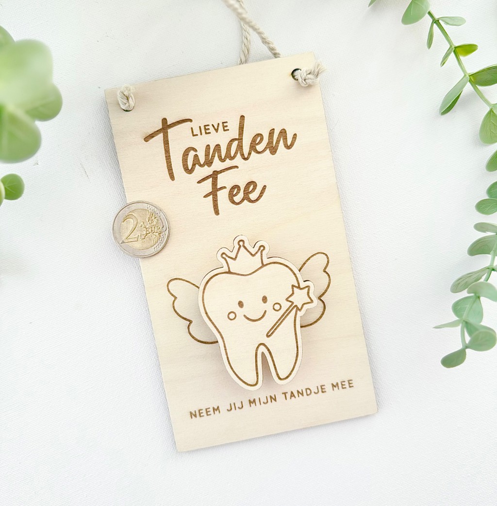 Tandenfee bordje met muntje